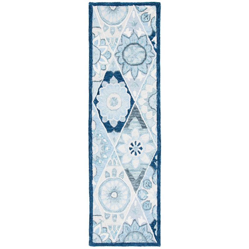 Suzani Hand Tufted Wool And Cotton Damask Rug, Runner 2'3" x 8'
