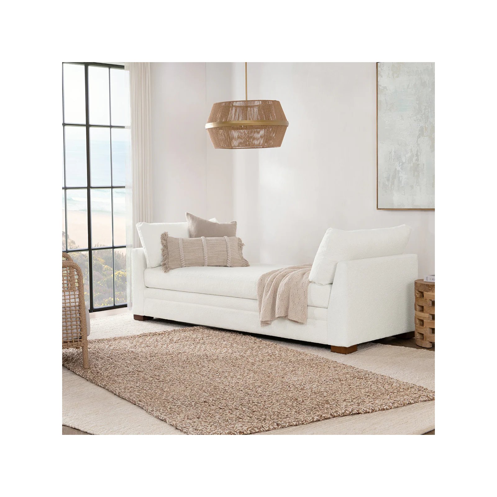 Audrey Upholstered Daybed, Rise White  Performance Upholstery