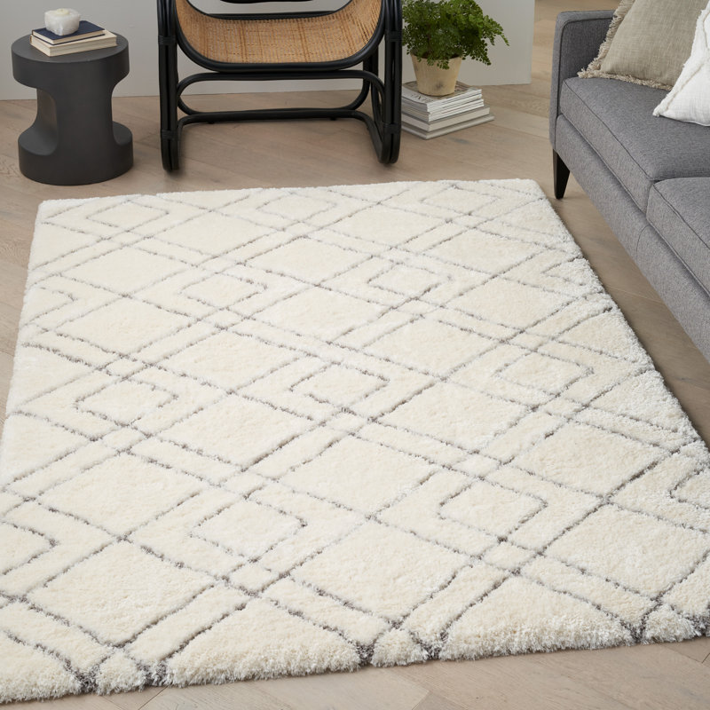 Tapis ivoire à poils longs Dreamy, Rectangle 5 pi 3 po x 7 pi 3 po