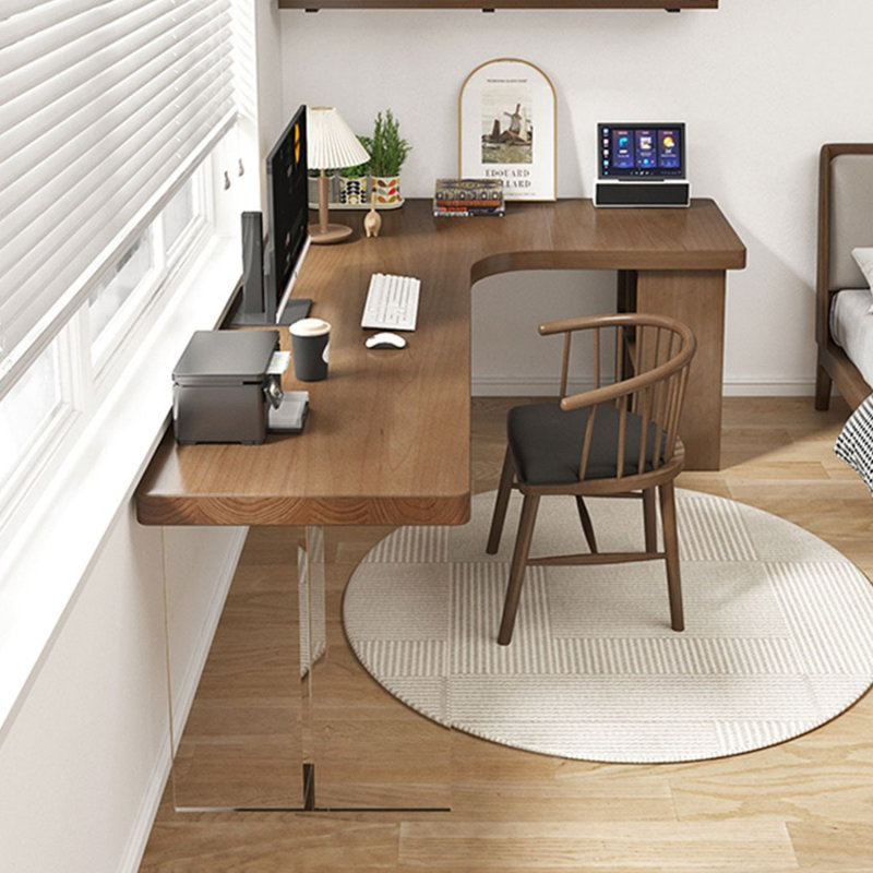 Nut-brown L-Shaped Solid Wood Executive Desk, 29.53" H x 78.74" W x 47.24" D, Right Hand Return