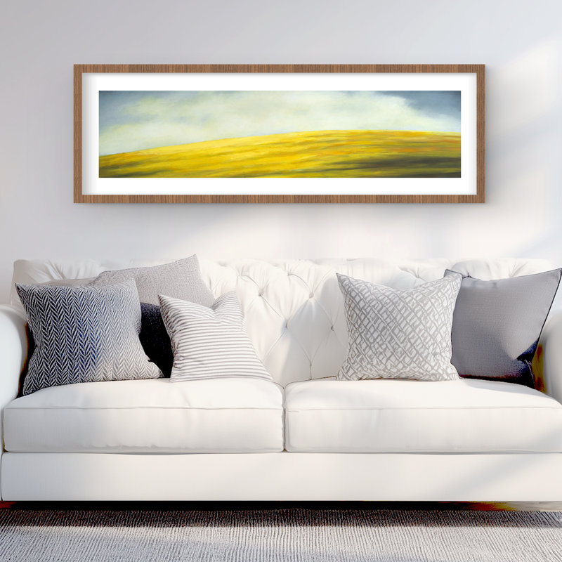 Hillock - Yellow Mountains, reproduction encadrée avec passe-partout | Décoration intérieure
