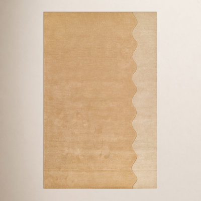 Beige Hand-Tufted Geometric Wool Rug