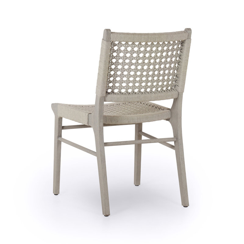 Dimitri Outdoor Dining Side Chair, Ivory Rope, Weathered Gray