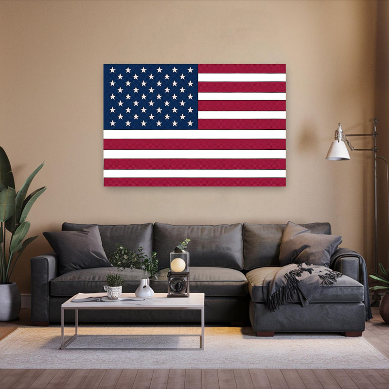 American Flag Abstract Contemporary Landscape Nature Wall Art Print 1 Piece Wrapped Canvas Wall Art, 152.4cm H x 101.6cm W