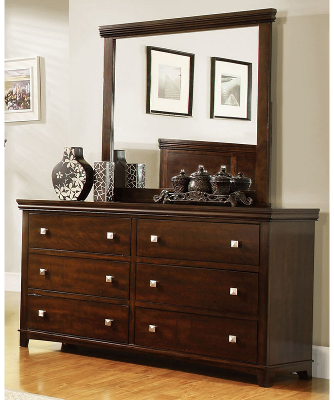 Barton Tussey 6 Drawer Standard Dresser/Chest, Brown Cherry, SKU 1