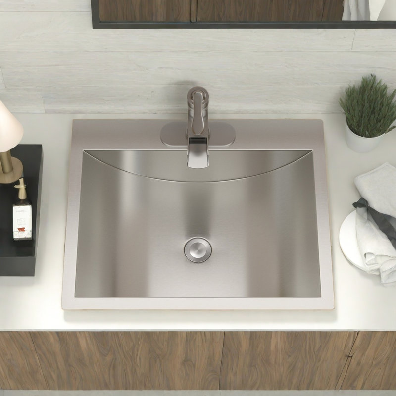 Lavabo de salle de bain en acier inoxydable 21 "x 17" avec bonde escamotable