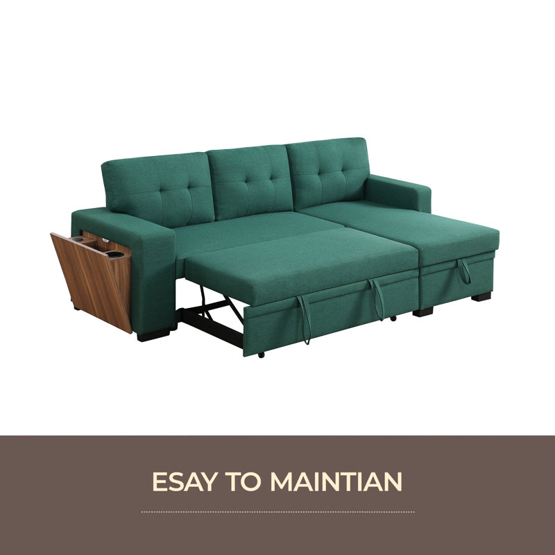 Canapé modulaire 3 pièces rembourré, Lin vert