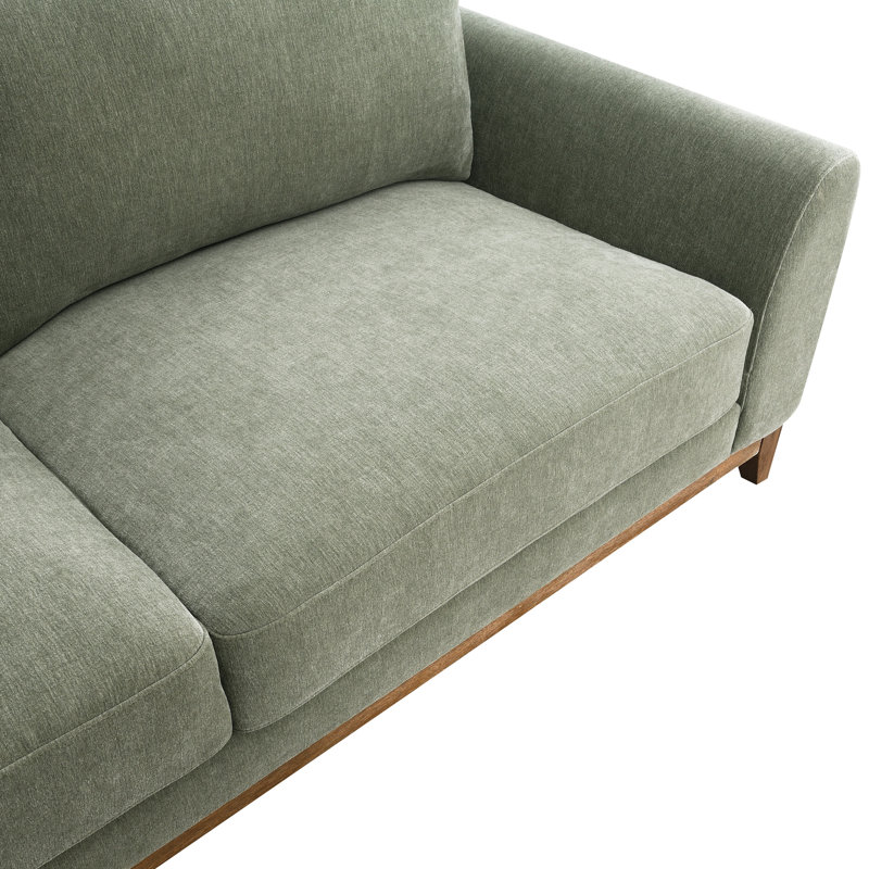 Celina Chenille Sofa With Throw Pillows, Green