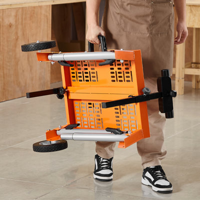 Mitre Saw Stand with Tabletop and Wheels 330lbs Load Capacity Adjustable
