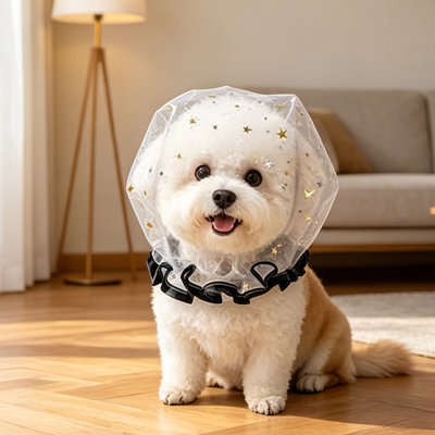 A chopper Eating Cover For Small Dog And Cats Dogs Head Protector  Face Guard Head Net Mesh Snood  Foxtails