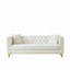 Ensemble de canapé profond en velours 2 pièces 2 + 3 pièces Living Room - Bouton et garniture cloutée (beige)-1537331669