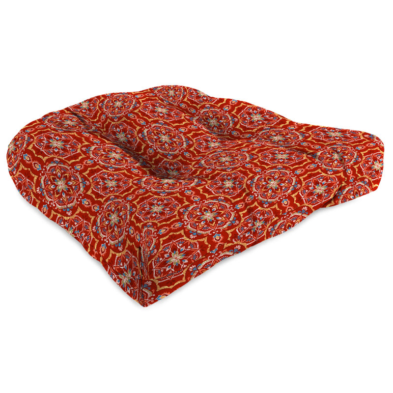 19" x 19" Outdoor Wicker Seat Cushion, Red - NULL