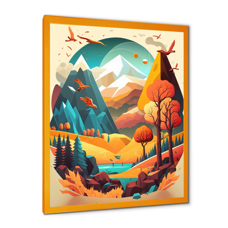 «Summer Scene in Modern Vector», reproduction sur toile, L 12 po x H 20 po, Cadre photo doré