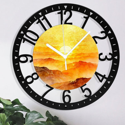 Horloge murale ronde en fer 10 po avec mouvement à quartz silencieux, chiffres arabes, impression UV