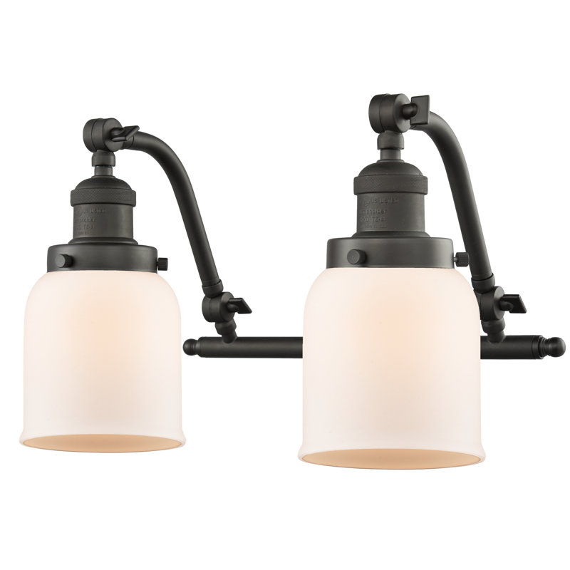 Éclairage pour salle de bain 2 lumières Bonomo Bell, Bronze huilé, Boîtier blanc mat, Ampoule DEL 6 watts Vinage