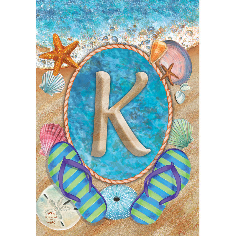 Été, monogramme lettre K, drapeau de jardin