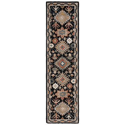 Hand Tufted Wool/Cotton Oriental Rug in Beige/Black