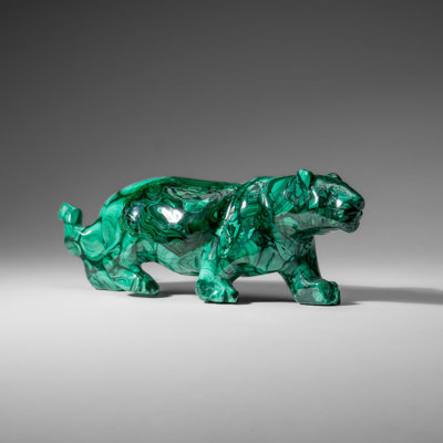Genuine Polished Malachite Panther Carving (2.2 lbs)