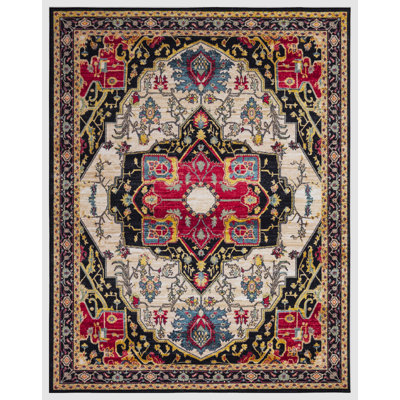 Lyanne Washable Non-Slip Black Area Rug