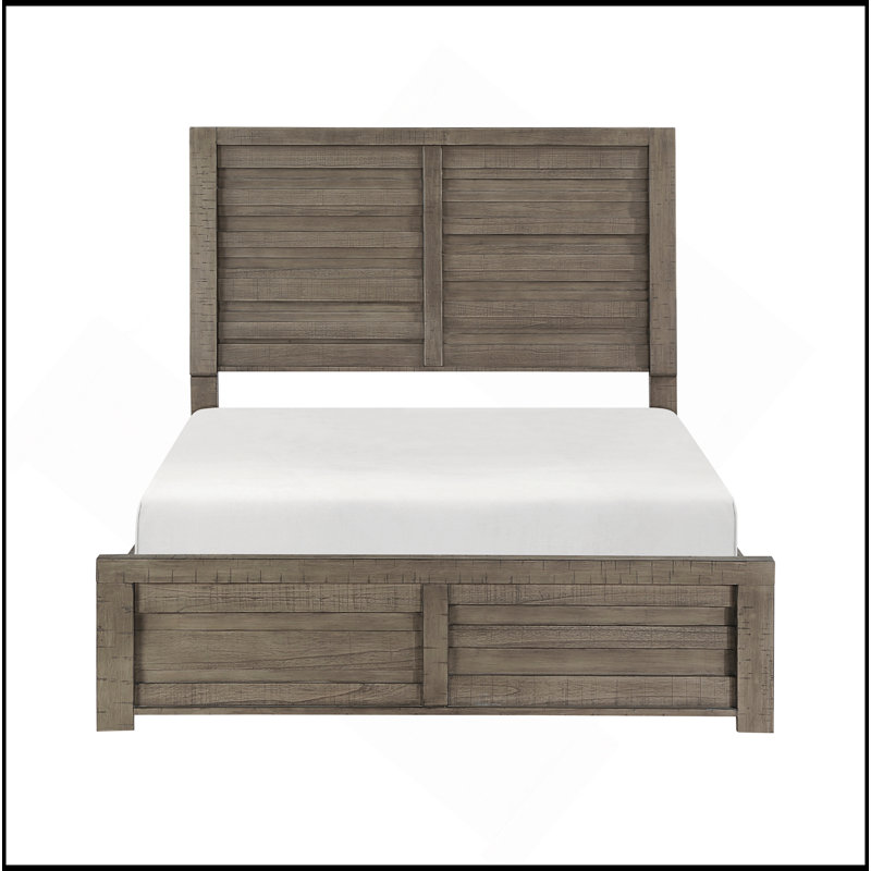 Lit de panneau de lit de style rustique pleine grandeur 1pc, Gris