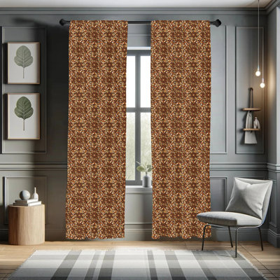 Floral Semi-Sheer Rod Pocket Curtain Panels
