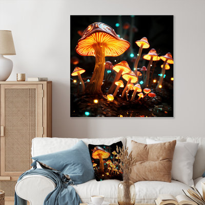 «Muschroom Dreamscape Forest II», art mural fantastique en métal