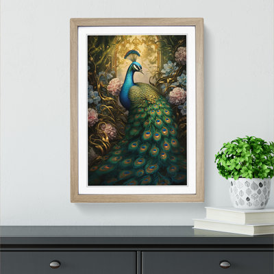 Peacock Victorian - Single Picture Frame Print on Wood
