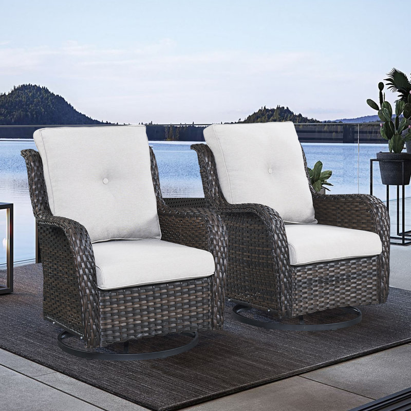 Chaise de patio avec coussins Tonry, gris, gris