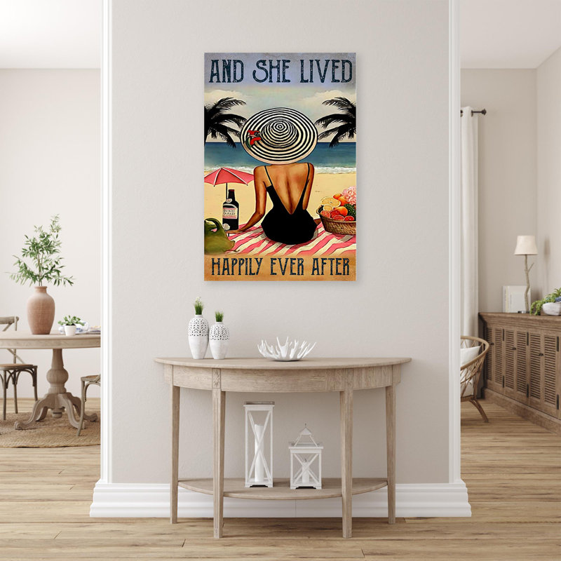 Fille assise sur la plage «Happily Ever After», H 14 po x l 11 po x P 1,25 po