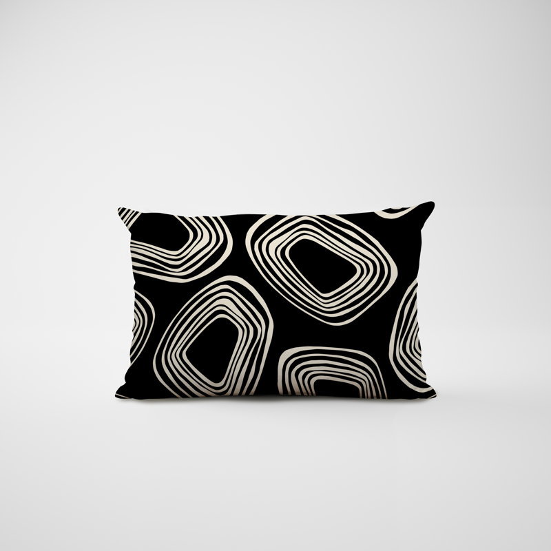 Housse et insert de coussin rectangulaire en polyester pour l'intérieur et l'extérieur, Noir