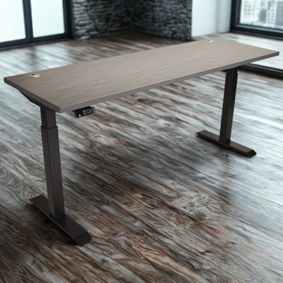 Skyscraper Electric Height Adjustable Standing Desk, Dual Motor and Digital Control with Memory, 72x24, Charcoal Strand Top with Black Frame