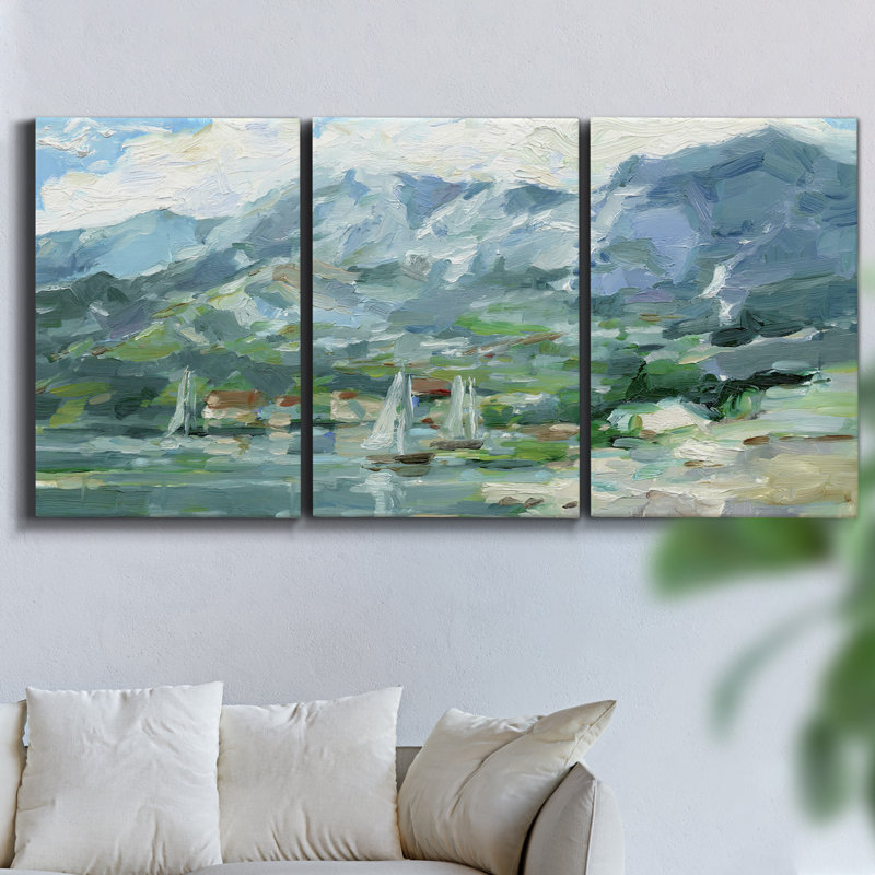 "Church At Varengeville" par Monet, reproduction sur toile 3 pièces, H 60 po x l 120 po x P 2 po