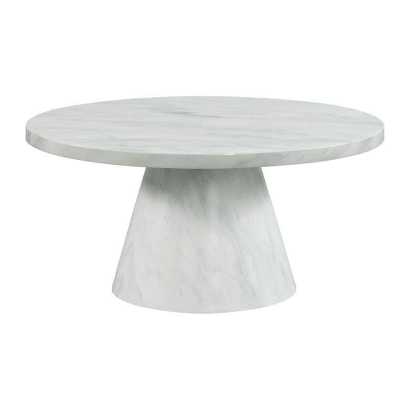 Bellini 36" White Marble Round Coffee Table