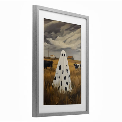 «Cow Ghost in Farmland», reproduction sous verre encadrée, design par Arlington Prints