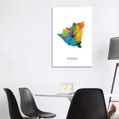 Nicaragua Map by Michael Tompsett - Wrapped Canvas Print