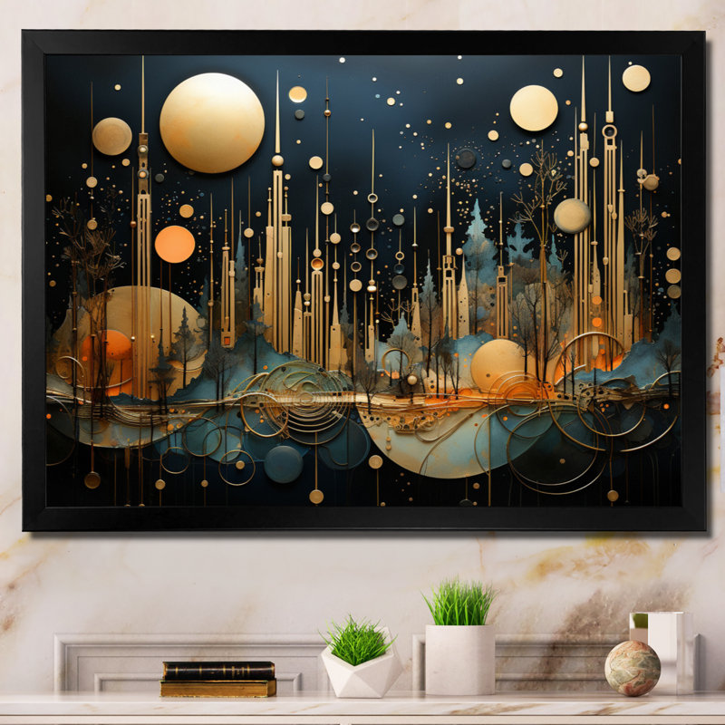 Collage Constellations I, Black Single Picture Framed, 30" H x 40" W x 1.5" D