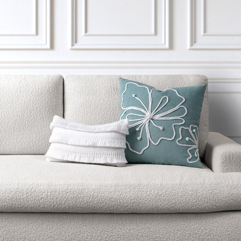 Hibiscus Mist Square Performance Pillow Cover & Insert