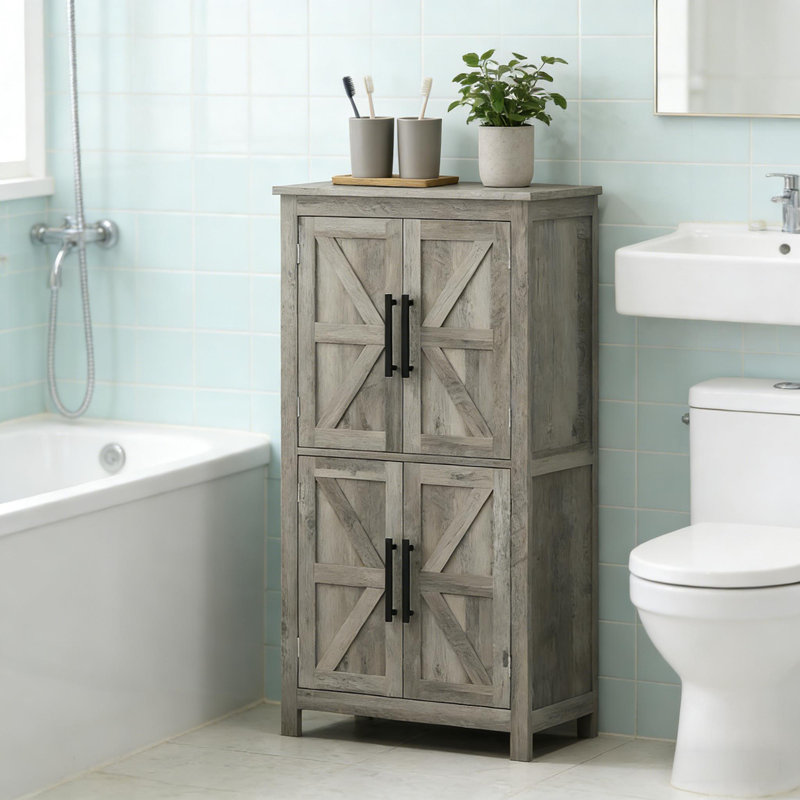 Armoire de rangement Rustic Home, Gris clair