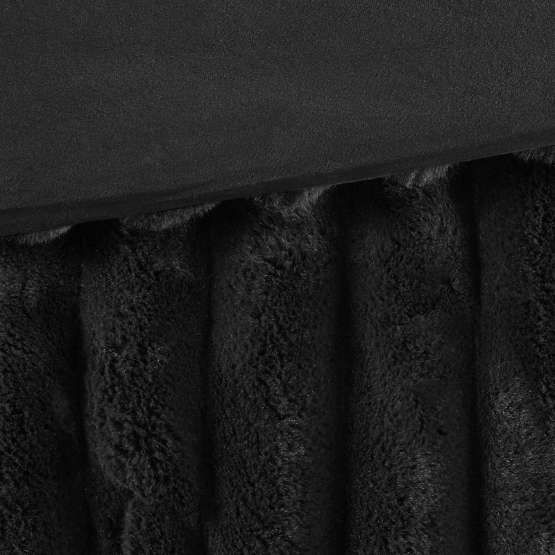 Ensemble d'édredon côtelé en fausse fourrure Ultrasoft, Édredon pour très grand lit + 2 taies décorativ, Noir