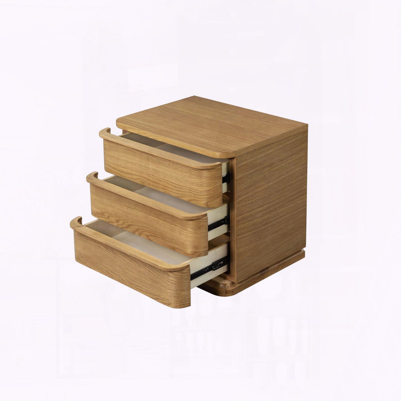 Oak Nightstand with Center Metal Drawer Glider