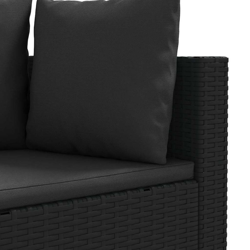 Ensemble de canapé de patio en rotin avec coussins Ebern Designs, Noir, noir, noir, noir, Noir, noir, noir, noir, 3