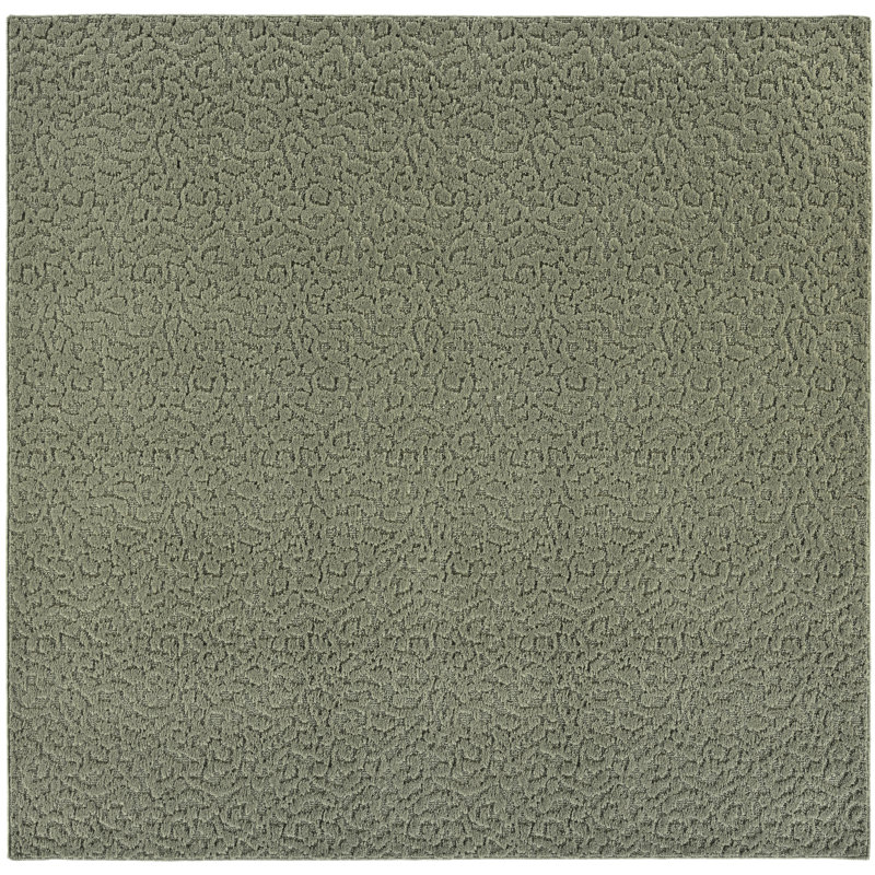 Edith Floral Machine Made Tufted Polypropylene Area Rug in Green, Square 12'