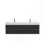 Meuble-lavabo 72 po (36 po * 2) avec lavabo en quartz noir mat et tiroirs noirs doux, meuble-lavabo mural flottant, lavabo une pièce blanc brillant-1331269066