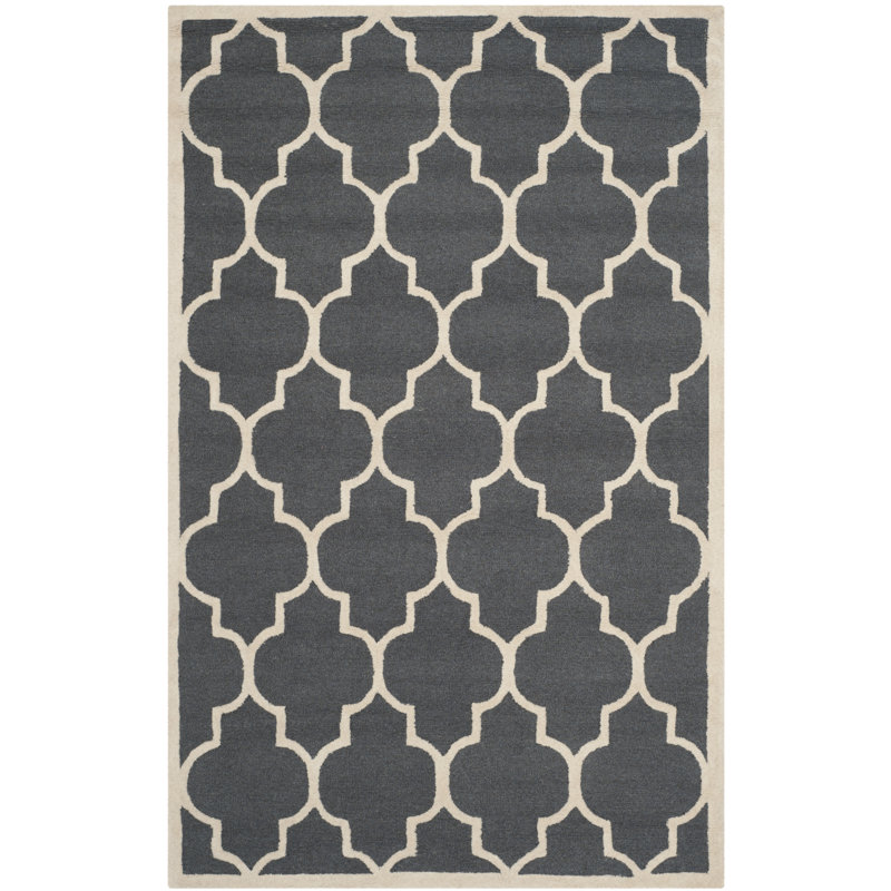 Rotteck Geometric Wool Hand Woven Area Rug, Rectangle 183 x 274 cm