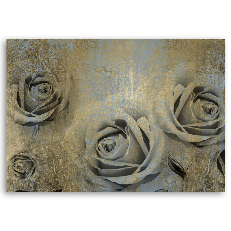 Mural, Golden Roses - Wrapped Canvas Print