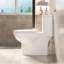 Toilette confortable avec siège 17 po, lavabo à double chasse 1,1 / 1,6, lavabo sans rebord, blanc brillant brillant 006 pour salle de bain en céramique hygiénique silencieuse