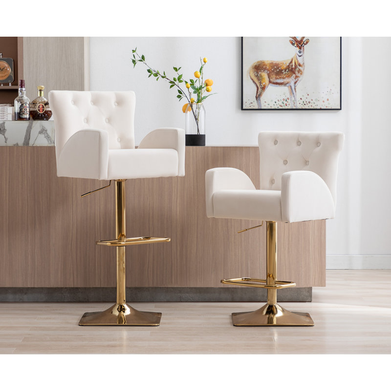 Tabouret pivotant à hauteur réglable Verda, Crème