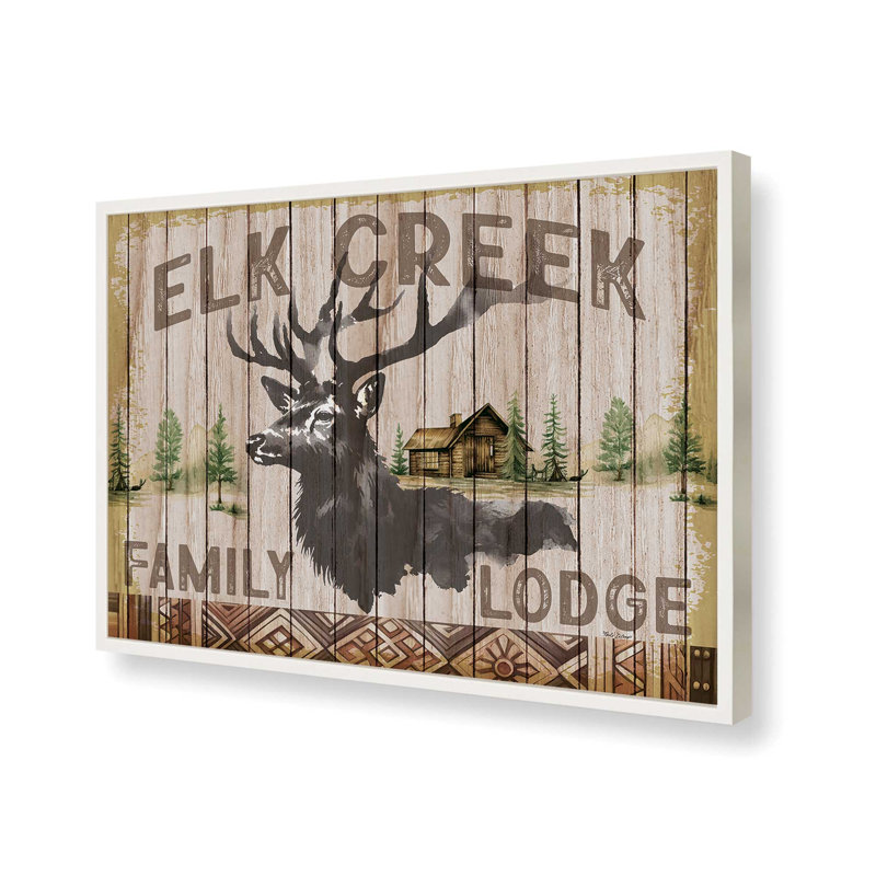 «Elk Creek Family Lodge» par Nicole DeCamp, reproduction d'art, L 48 x H 36, Blanc, Impression encadrée