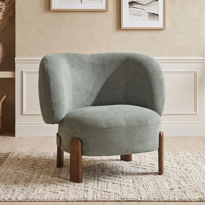Fauteuil d'appoint rembourré à oreilles sans accoudoirs, Vert