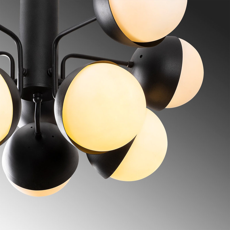 Donleavy 10 - Light Sputnik Chandelier, Black, Black/White